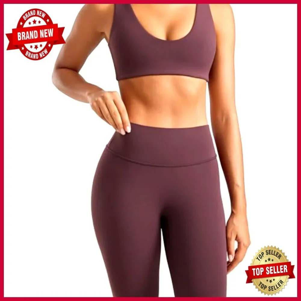 High Waisted No Front Seam Yoga Leggings 25" Tummy Control Workout Pants - Picture 3 of 5